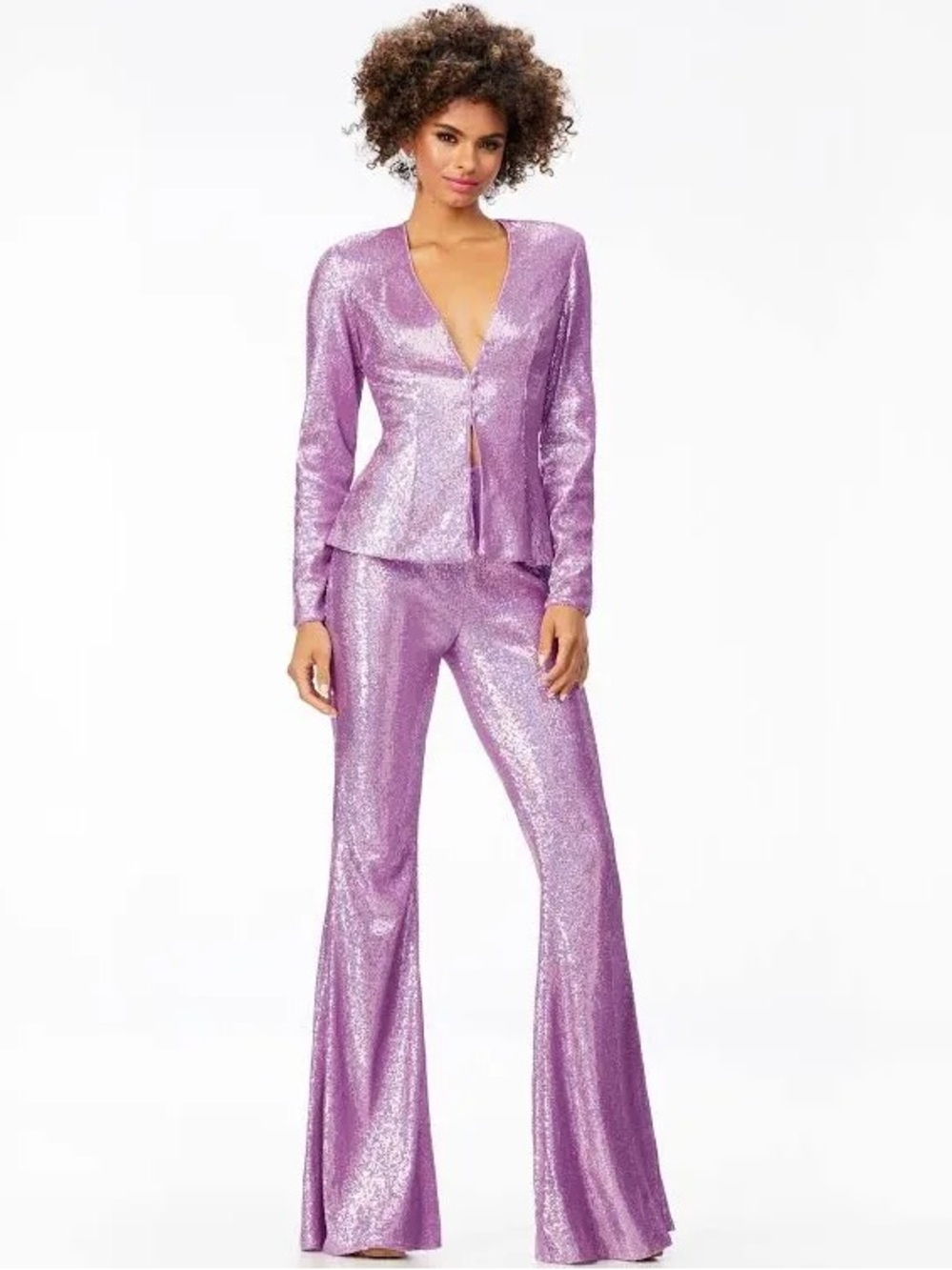 AshleyLauren Lilac Sequin Pantsuit (custom rhinestone bodysuit included)